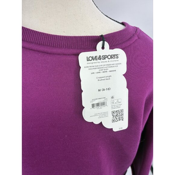 Love & Sports Womens M Sweatshirt Pullover Purple Graphic Crewneck Casual - Picture 5 of 7